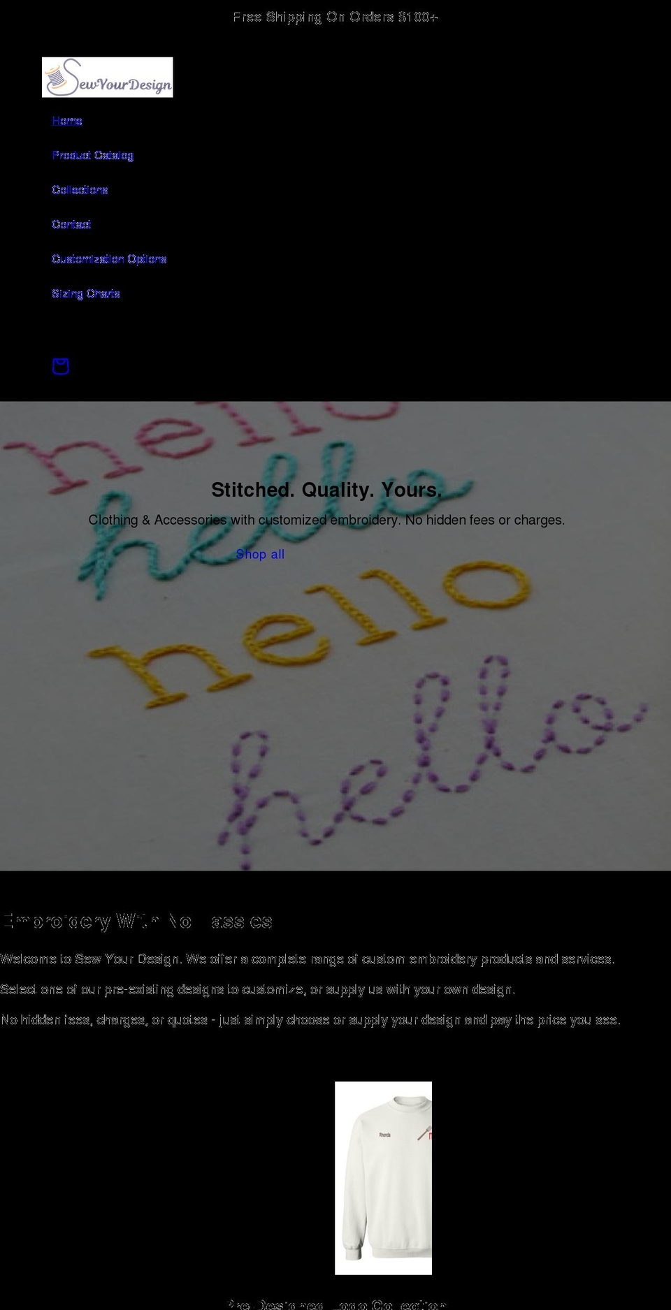 sewyourdesign.com shopify website screenshot