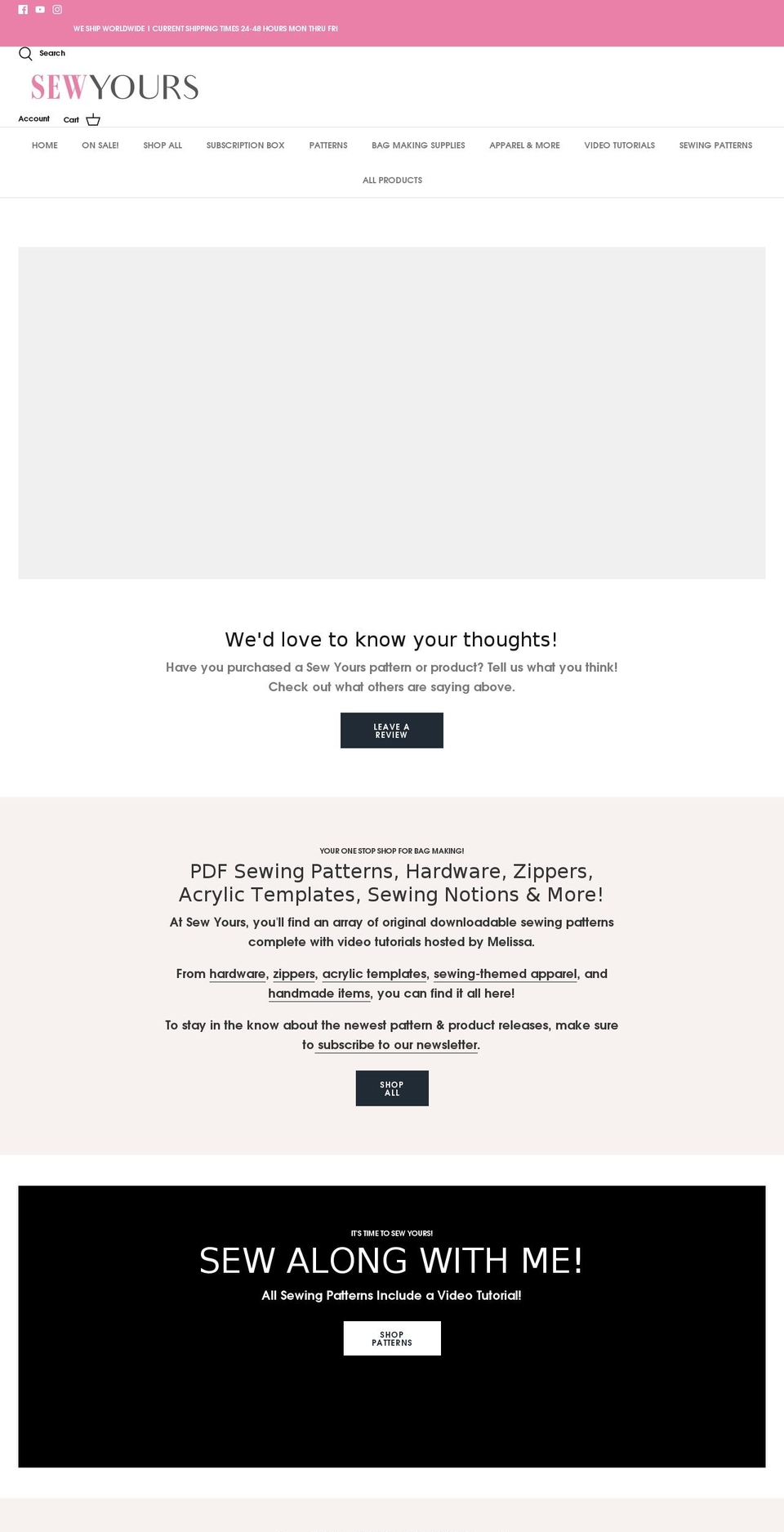sewyours.com shopify website screenshot