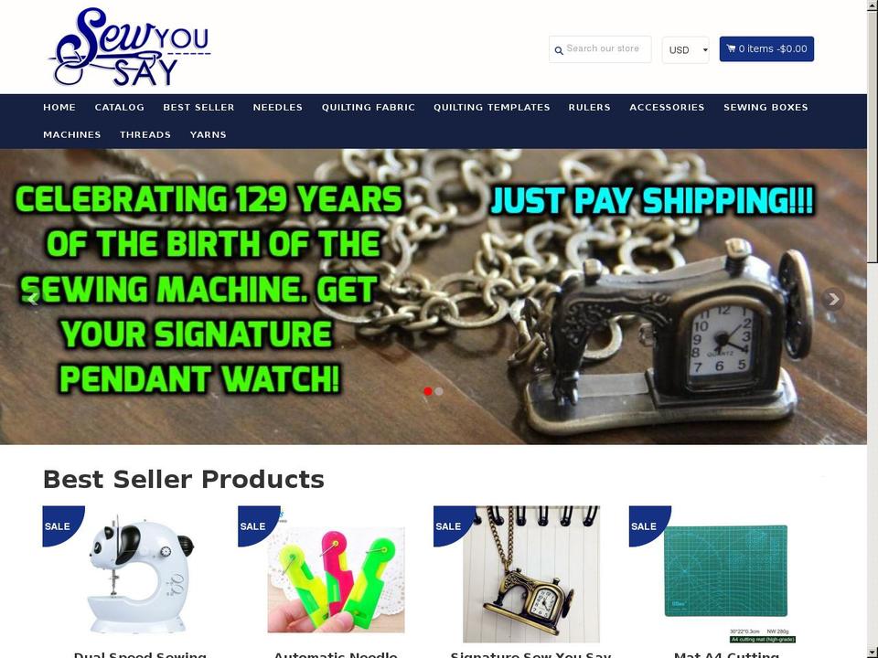 sewyousay.com — Shopify storefront screenshot