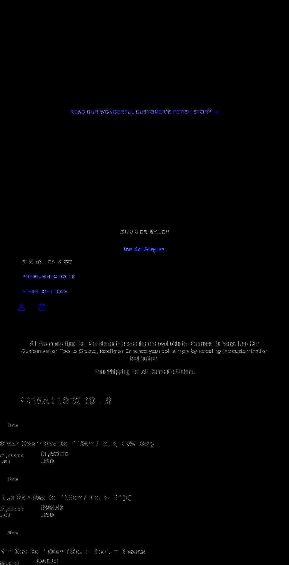 sexdollalley.com shopify website screenshot