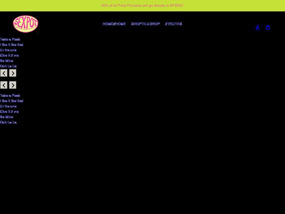 sexpotsexpot.com shopify website screenshot