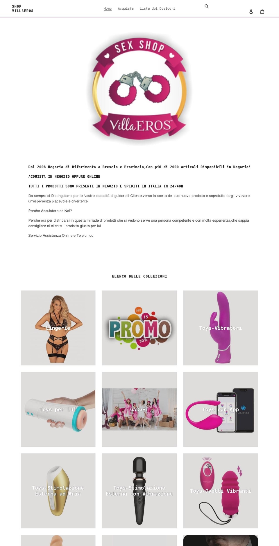 sexshopvillaeros.com shopify website screenshot