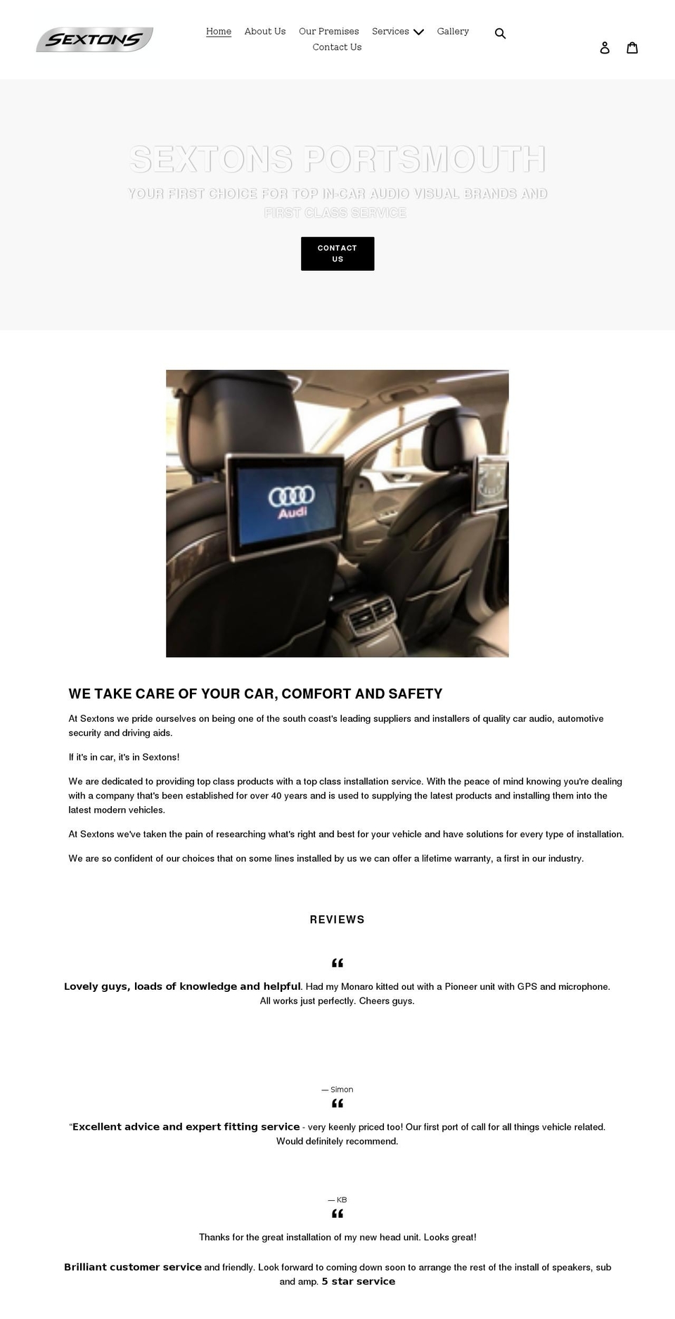 sextons-portsmouth.co.uk shopify website screenshot