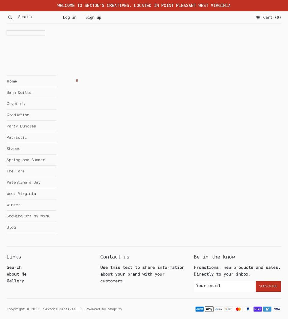 sextonscreatives.com shopify website screenshot