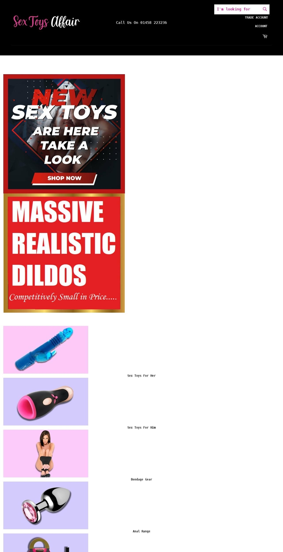 sextoysaffair.co.uk shopify website screenshot