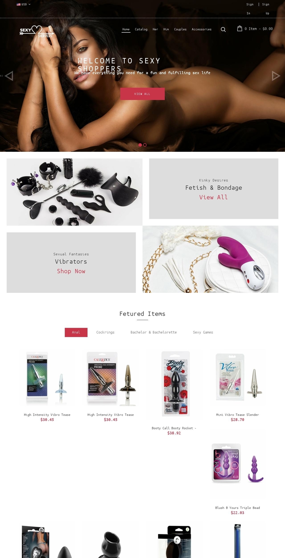sexyshoppers.com shopify website screenshot