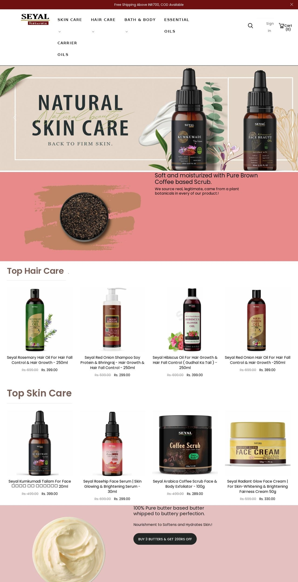 seyalnaturals.com shopify website screenshot