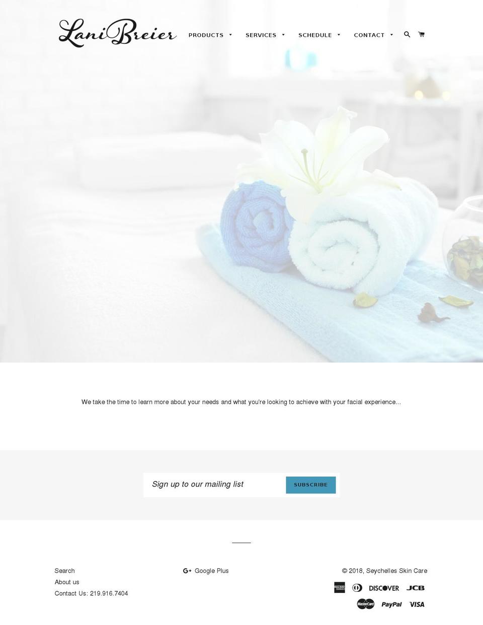 seychellesskincare.com shopify website screenshot