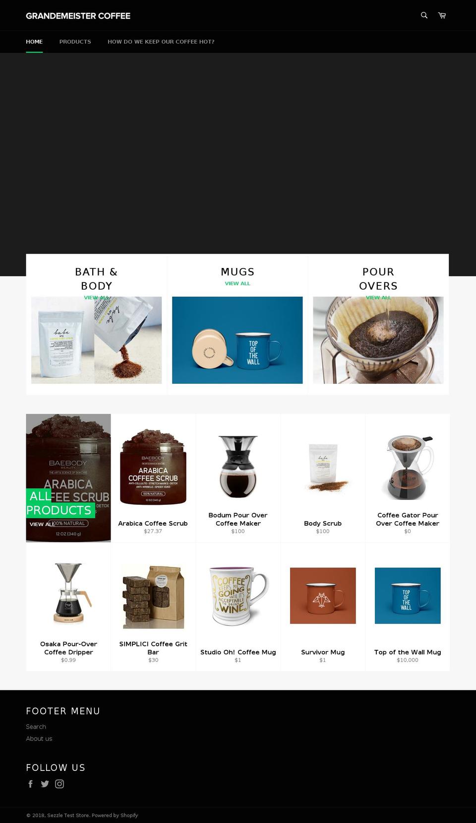 sezzle-test.myshopify.com shopify website screenshot