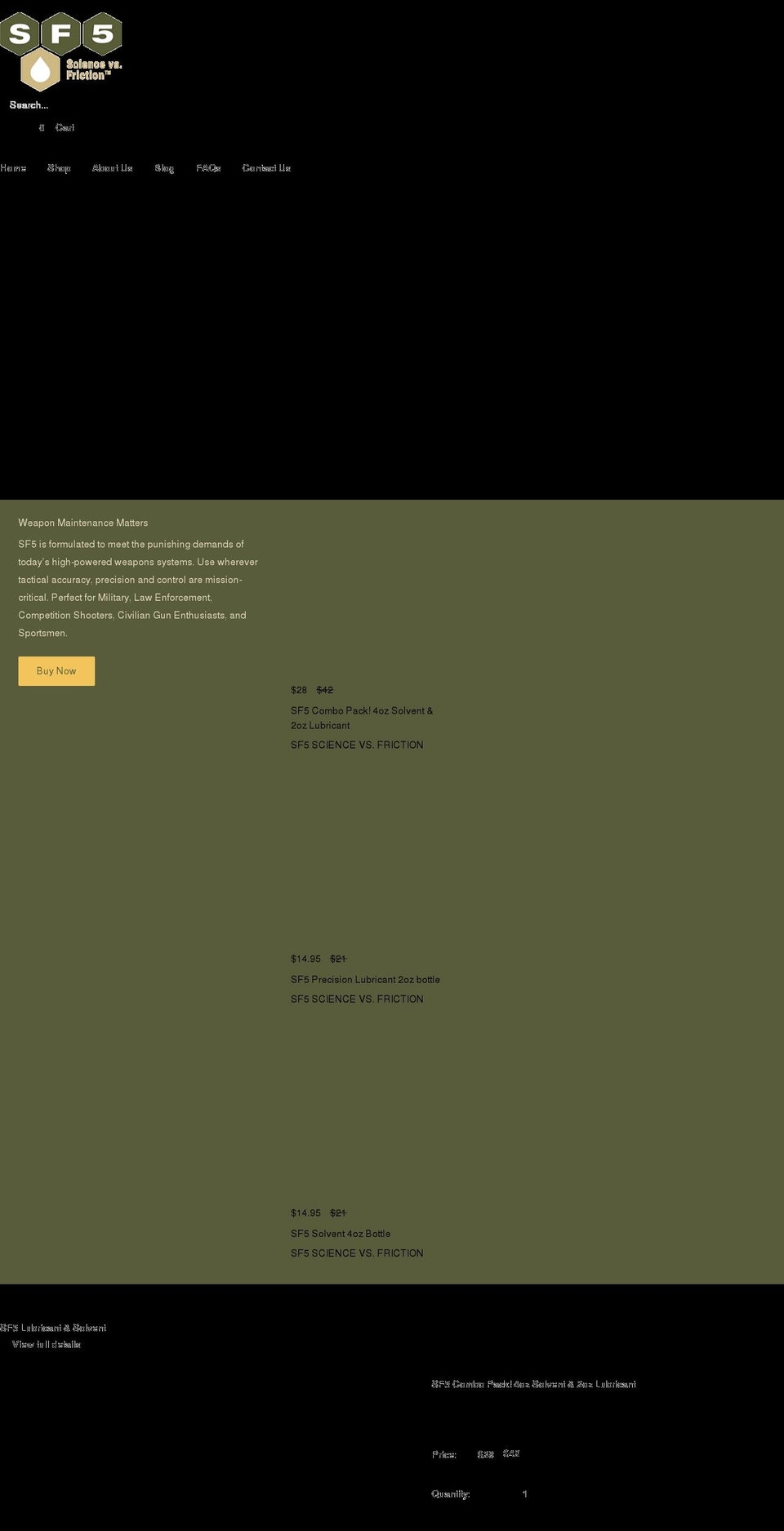 sf5lubricants.com shopify website screenshot