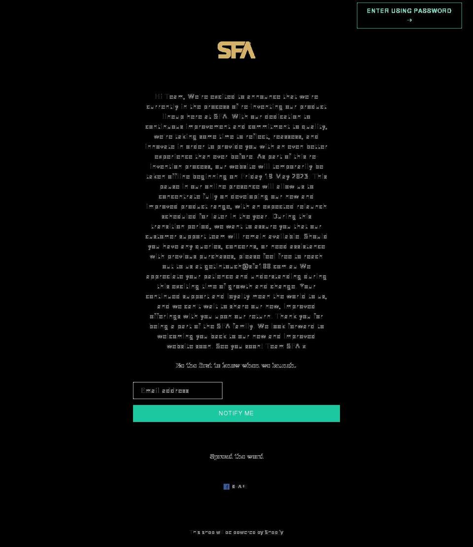 sfa100.com.au shopify website screenshot