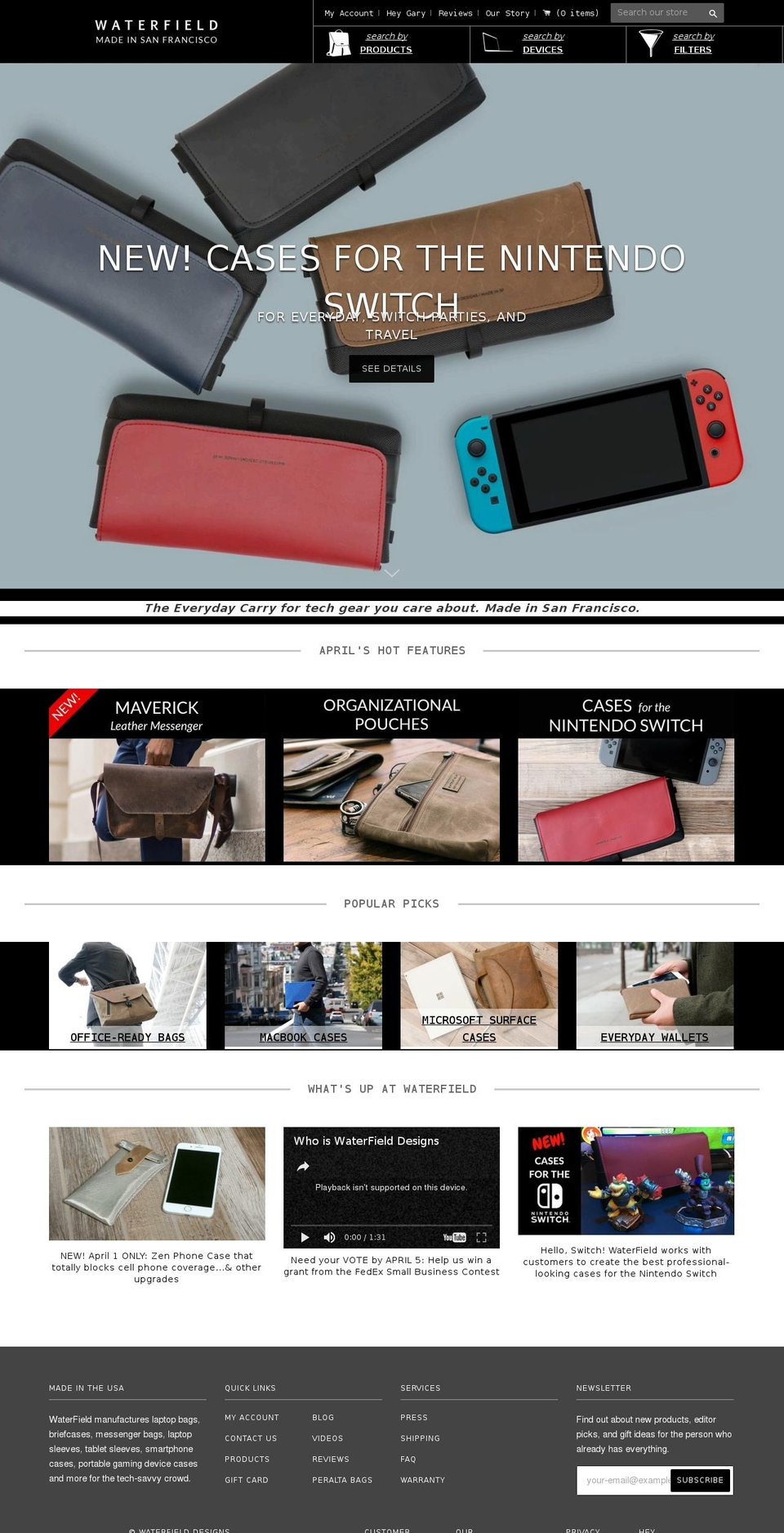 sfbags.com shopify website screenshot