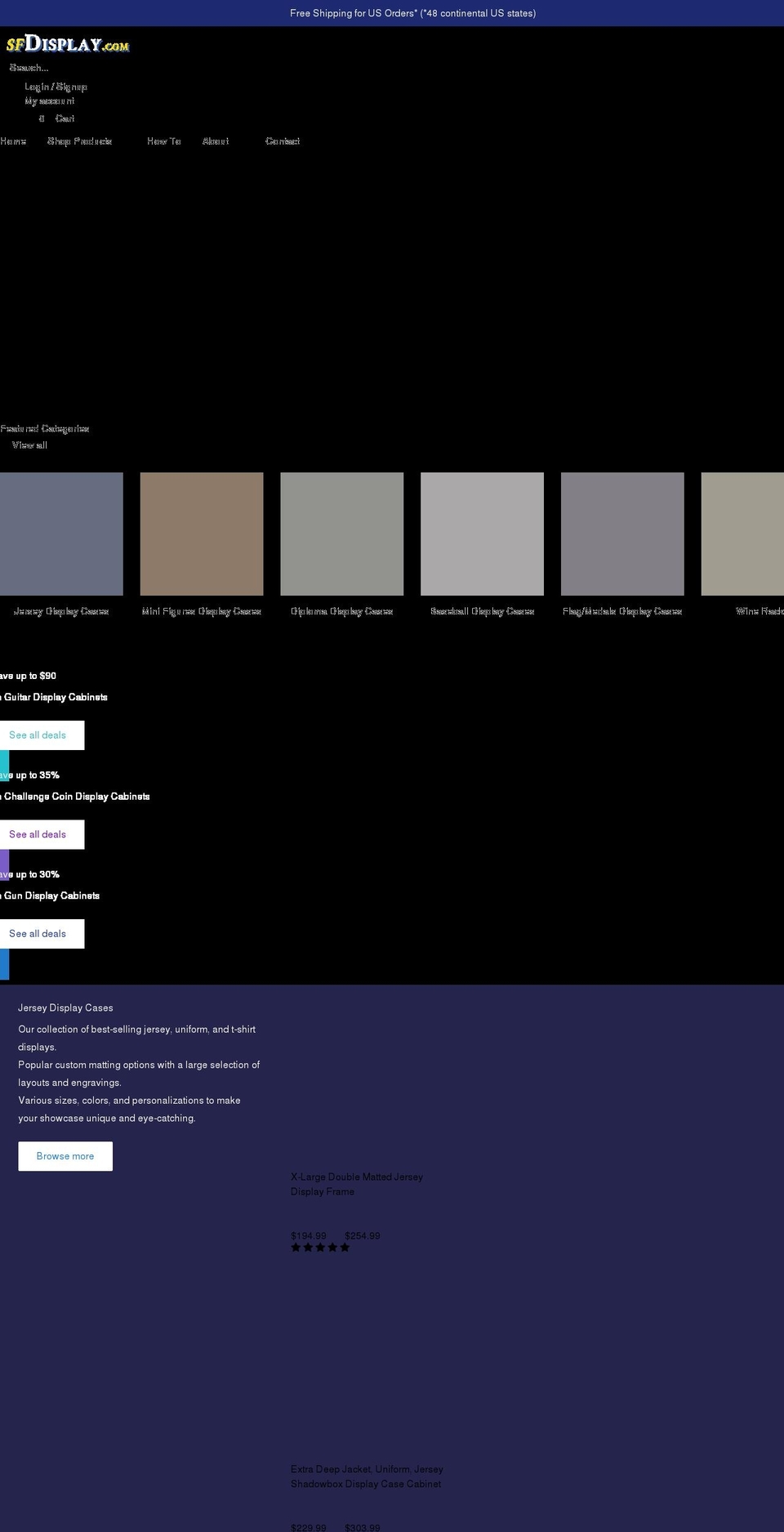 sfdisplays.com shopify website screenshot