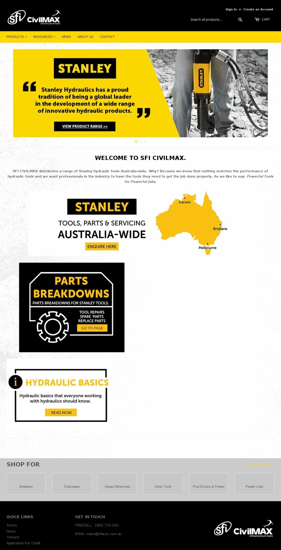 sficivilmax.com.au shopify website screenshot