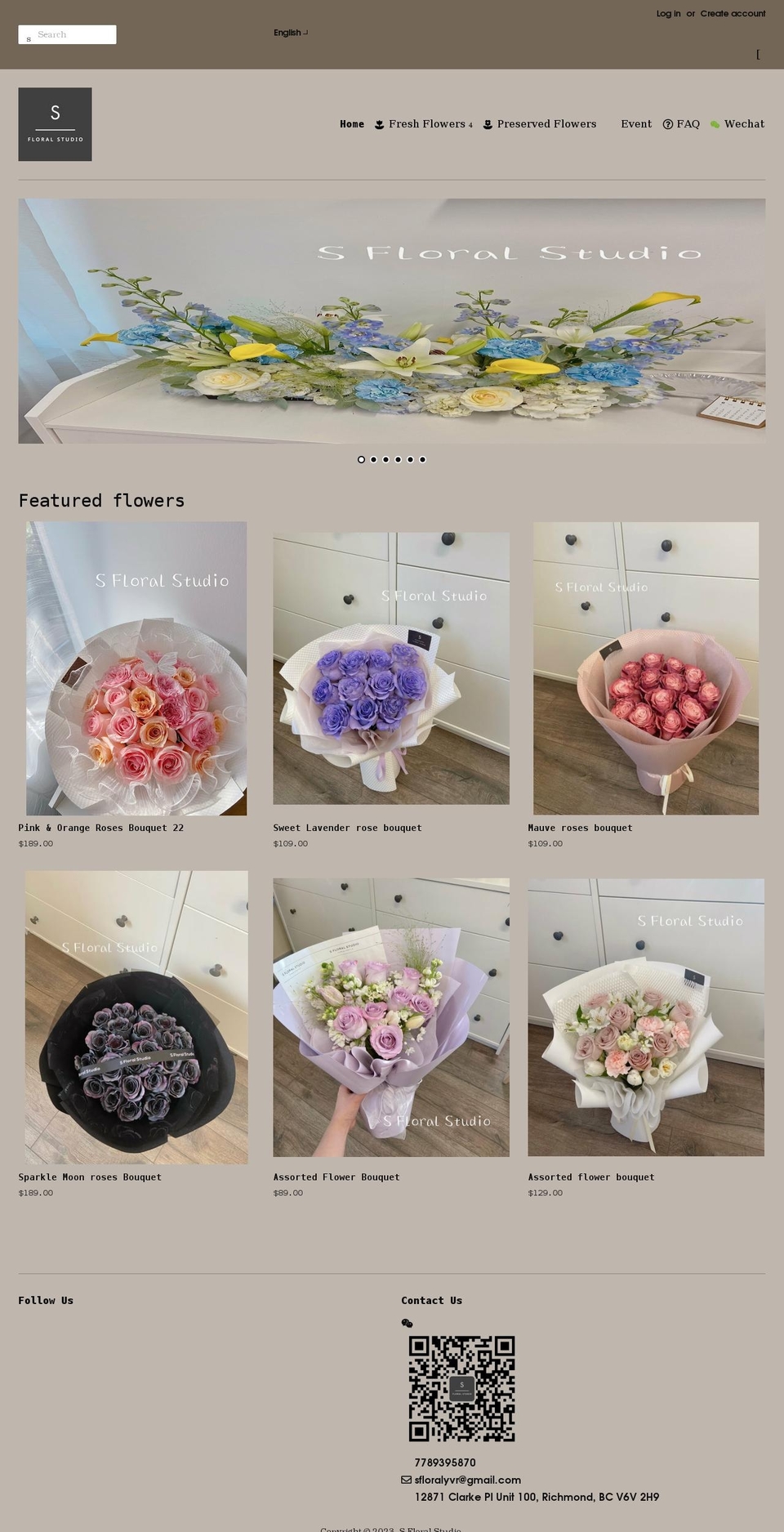 sfloralstudio.ca shopify website screenshot