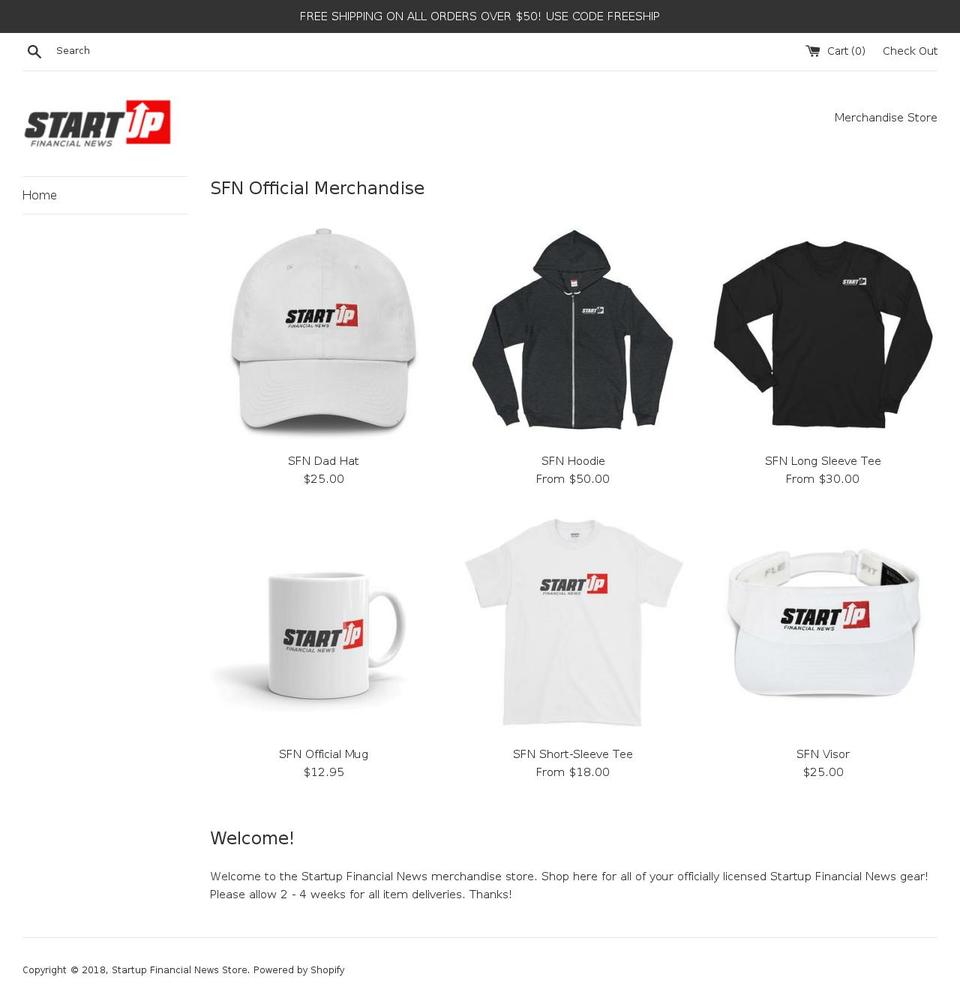 sfnstore.com — Shopify storefront screenshot