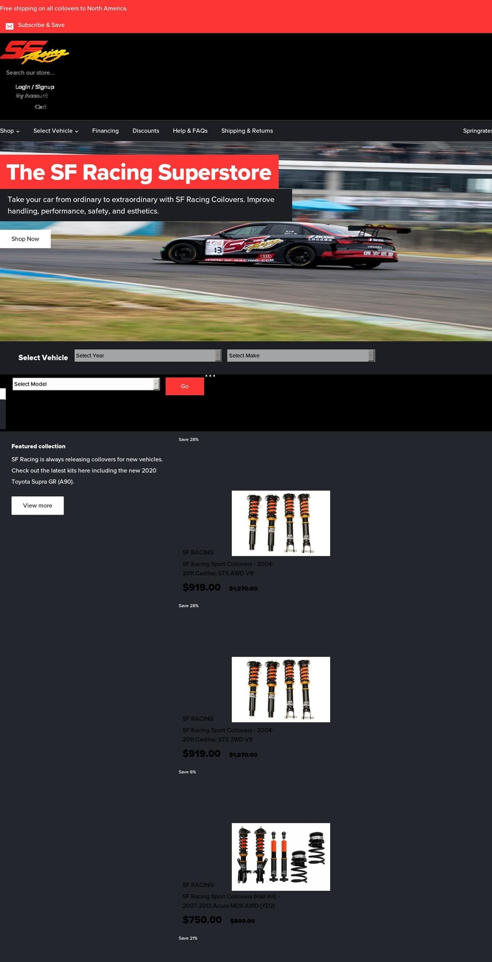 sfracing-usa.com shopify website screenshot