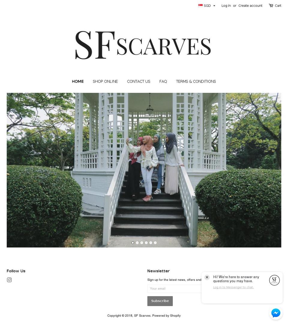 sfscarves.com — Shopify storefront screenshot