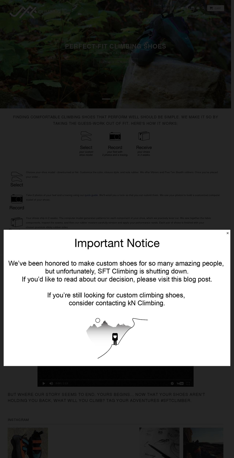 sftclimbing.com shopify website screenshot