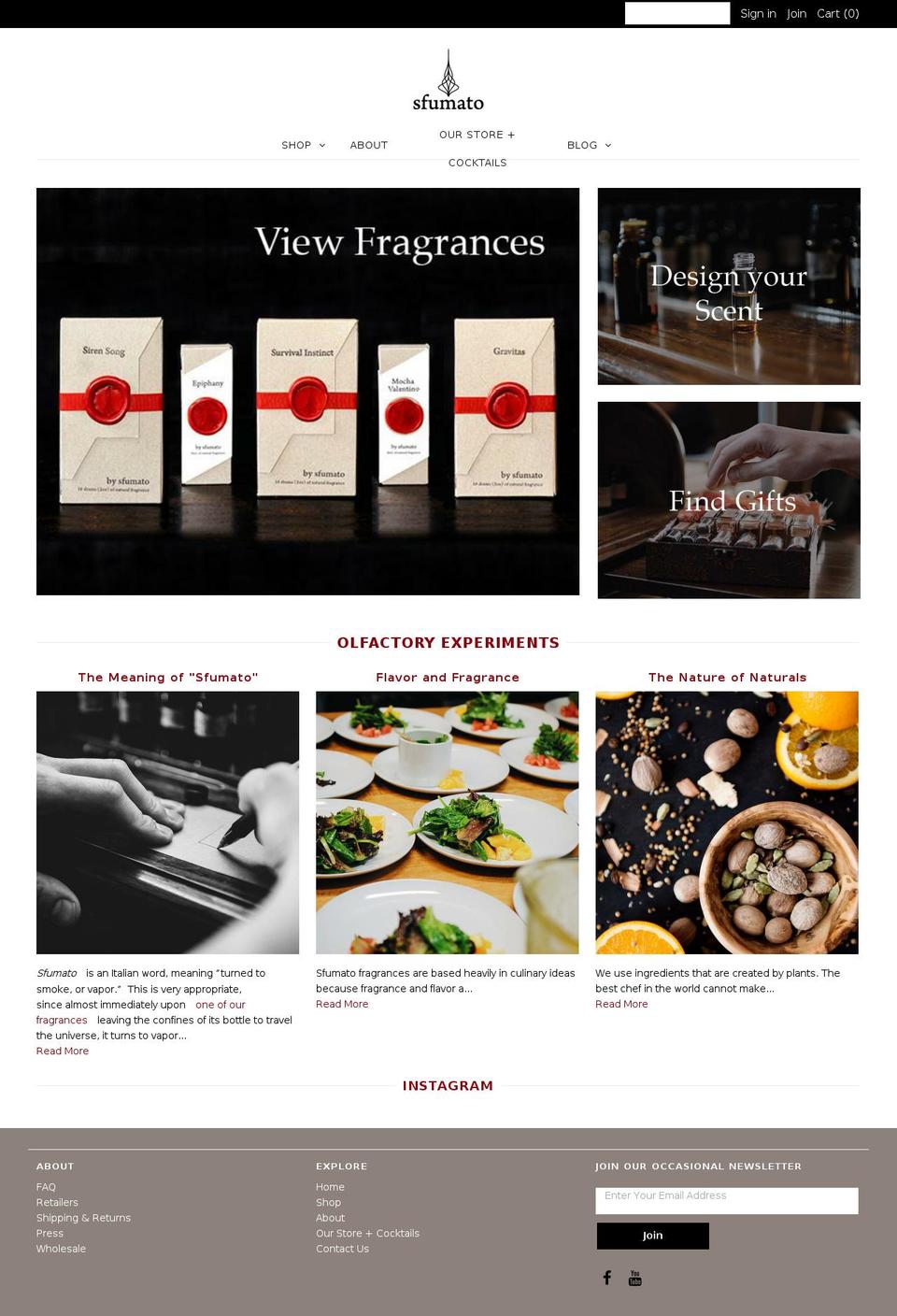 sfumatofragrances.com shopify website screenshot