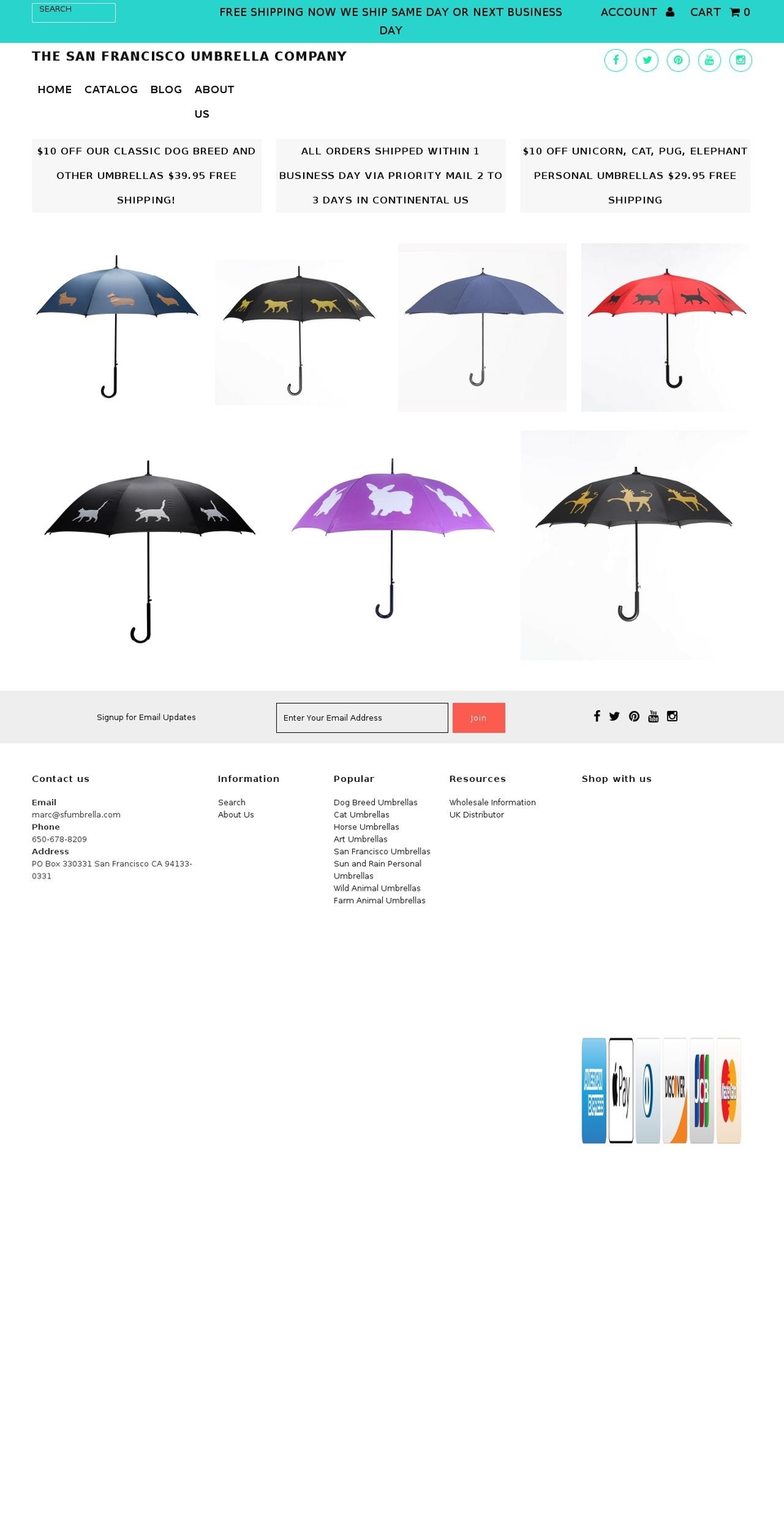 sfumbrella.com shopify website screenshot