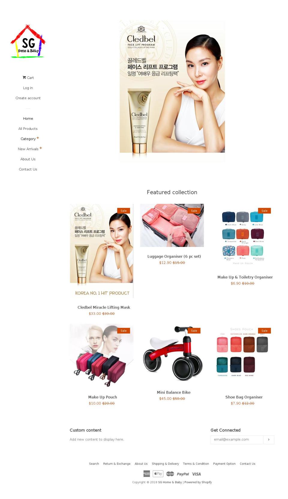 sghomeandbaby.com — Shopify storefront screenshot