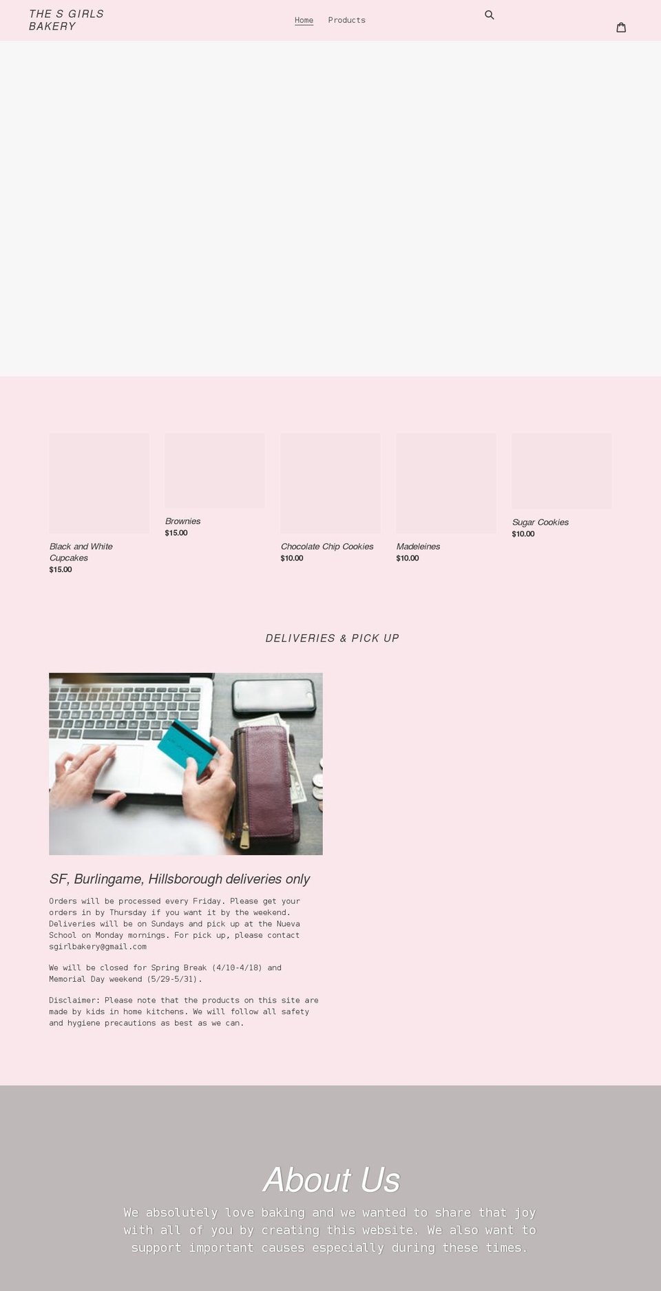 sgirls-bakery.com shopify website screenshot