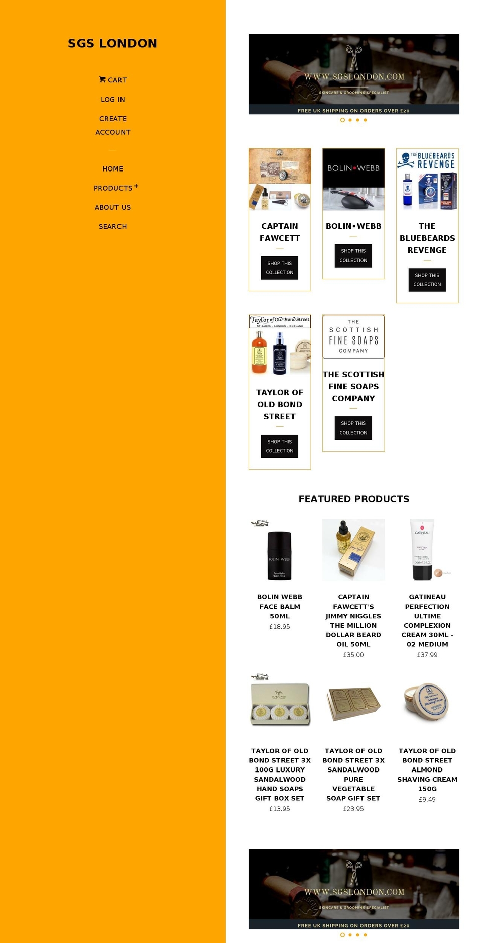 sgslondon.com — Shopify storefront screenshot