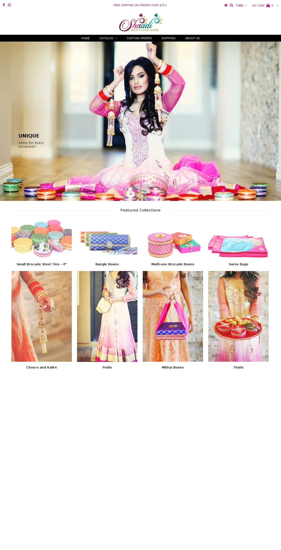 shaadisupplies.com — Shopify storefront screenshot