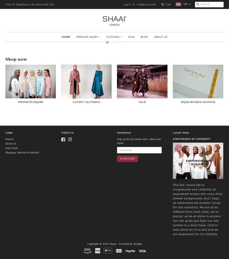 shaai.co shopify website screenshot