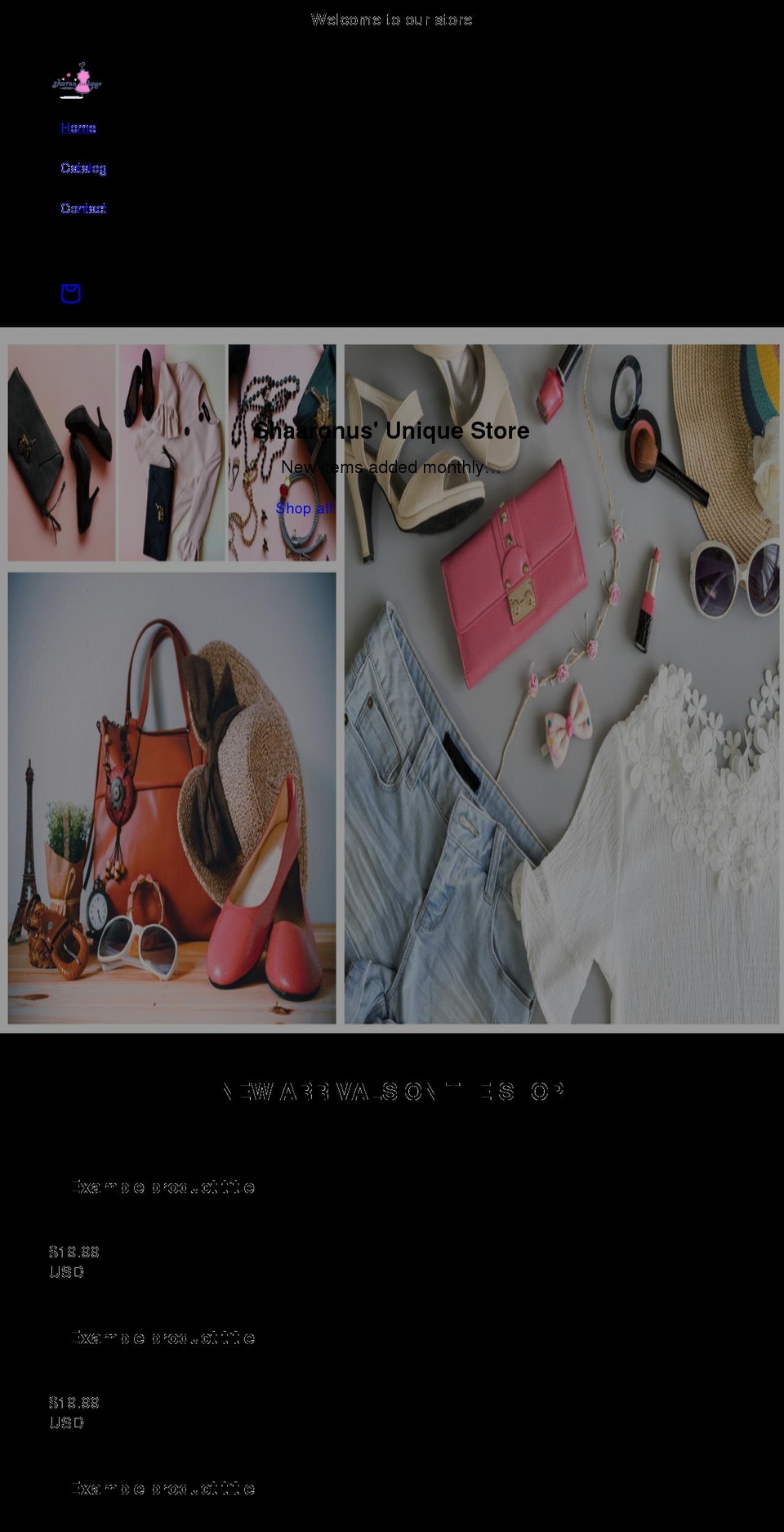 shaaronusuniquestore.com shopify website screenshot