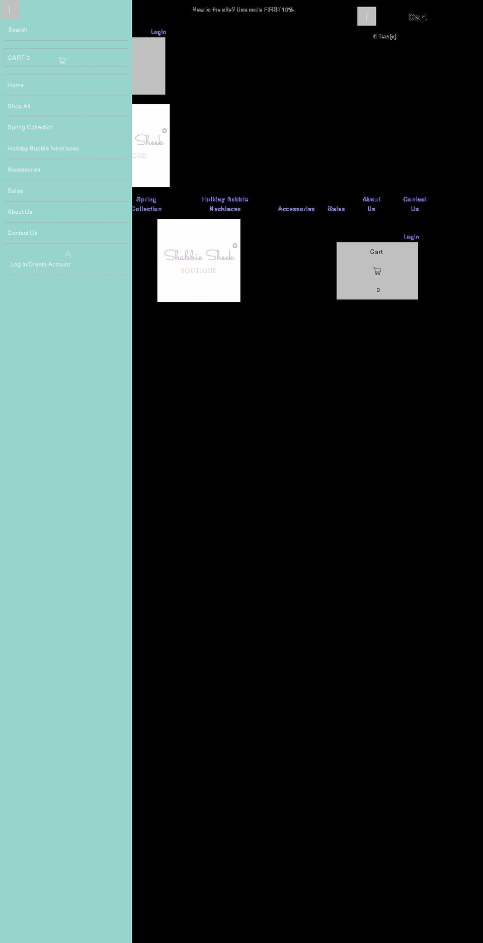 shabbiesheekboutique.com shopify website screenshot