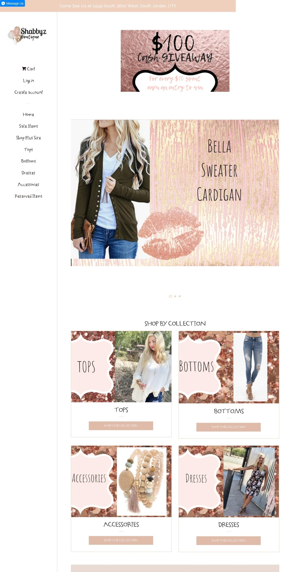 shabbyzboutique.com shopify website screenshot