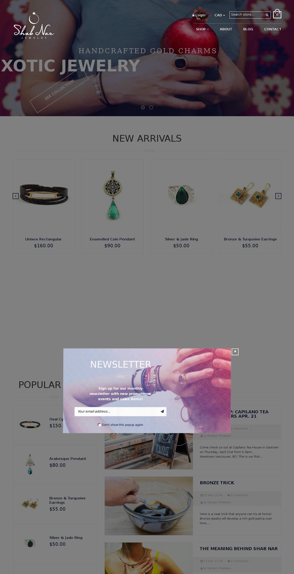 shabnar.com shopify website screenshot