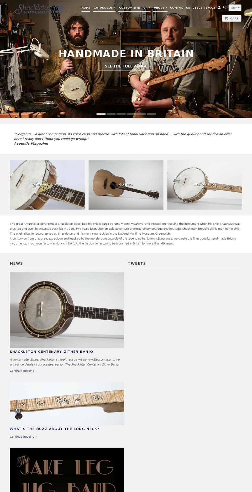 Current Most Up to Date Revision Shopify theme site example shackletonbanjos.com
