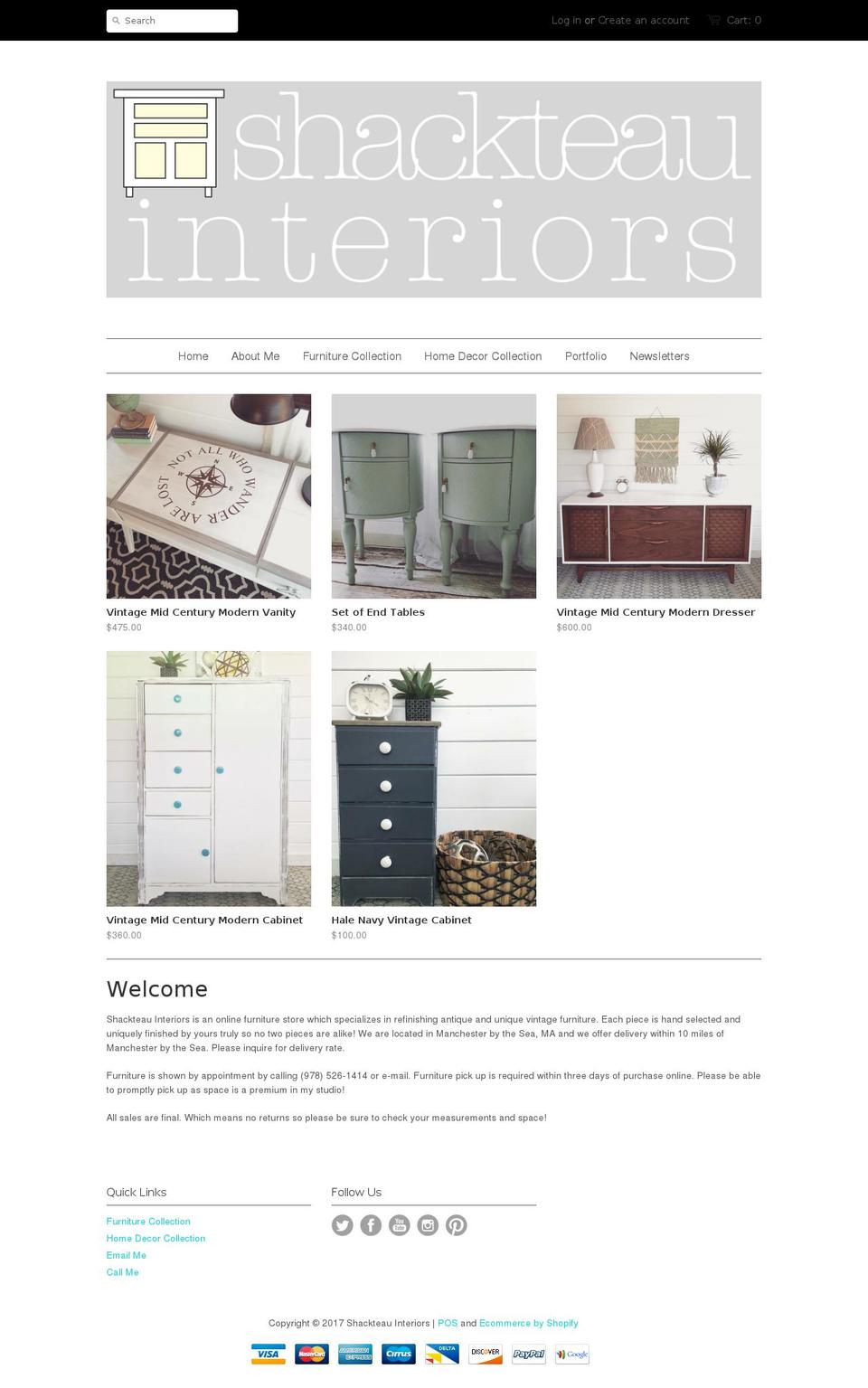 shackteauinteriors.com shopify website screenshot