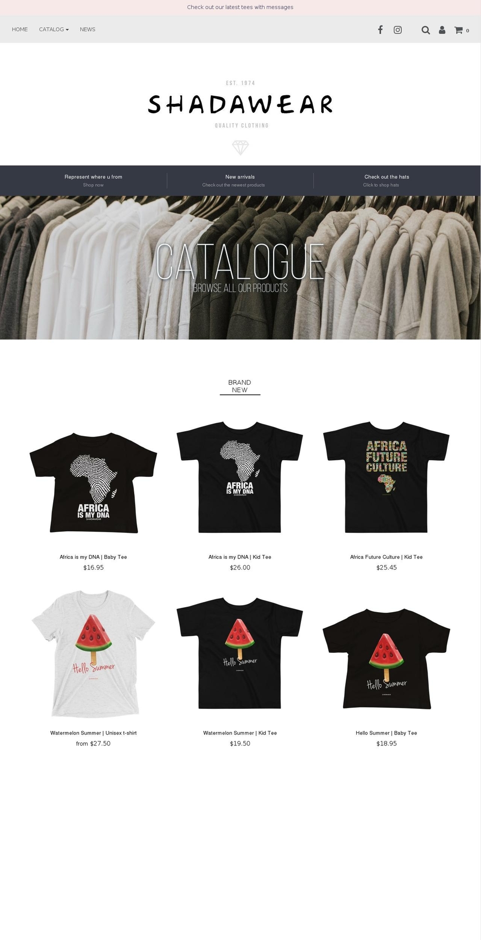 shadawear.com shopify website screenshot