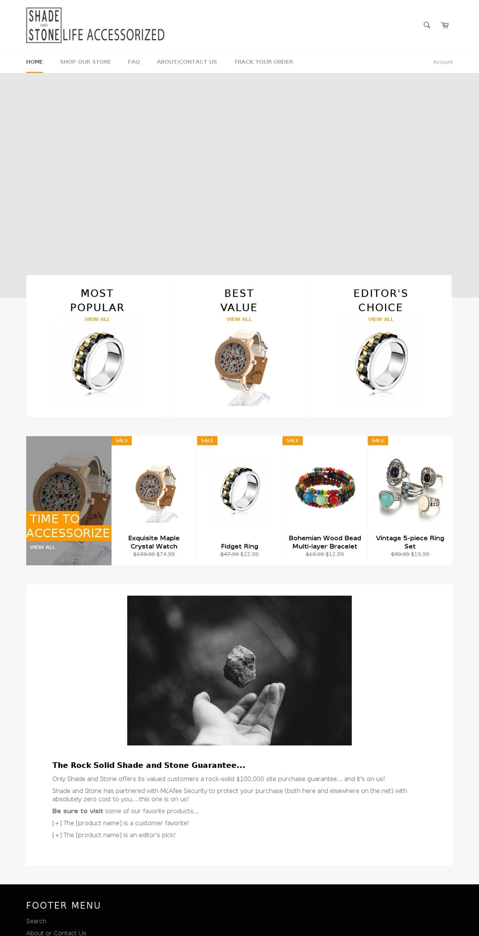 shadeandstone.com — Shopify storefront screenshot