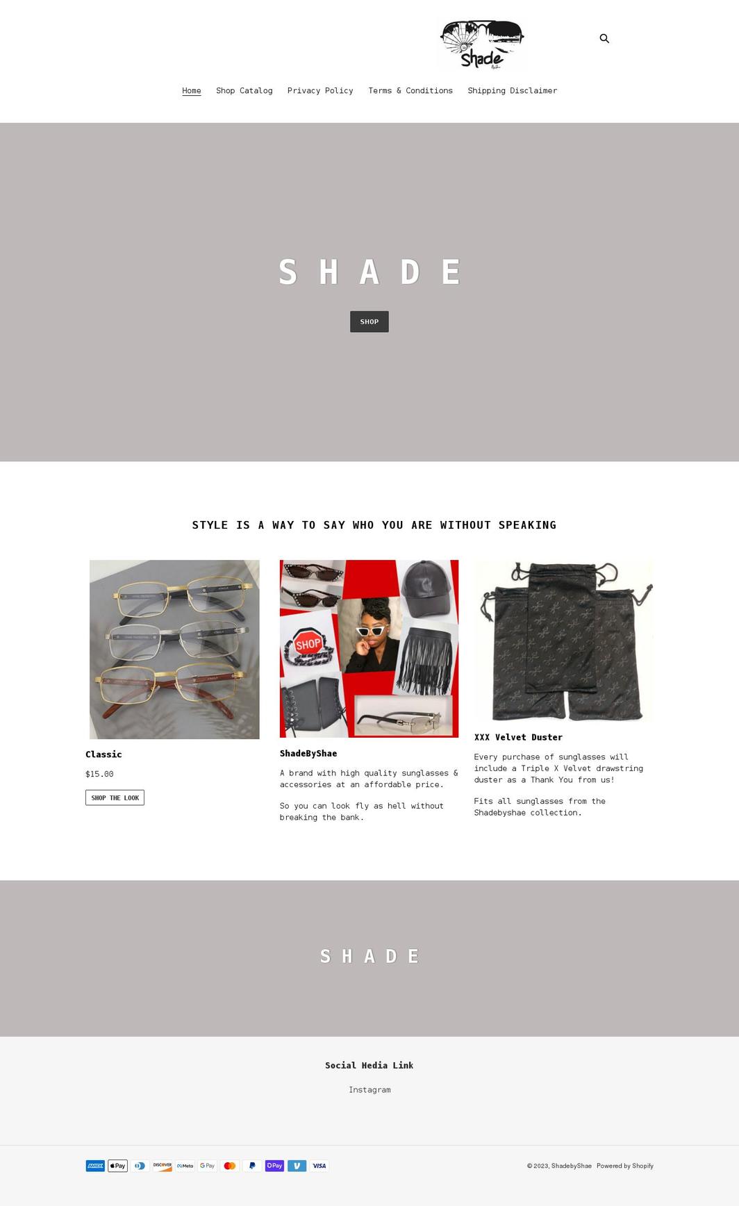shadebyshae.com shopify website screenshot
