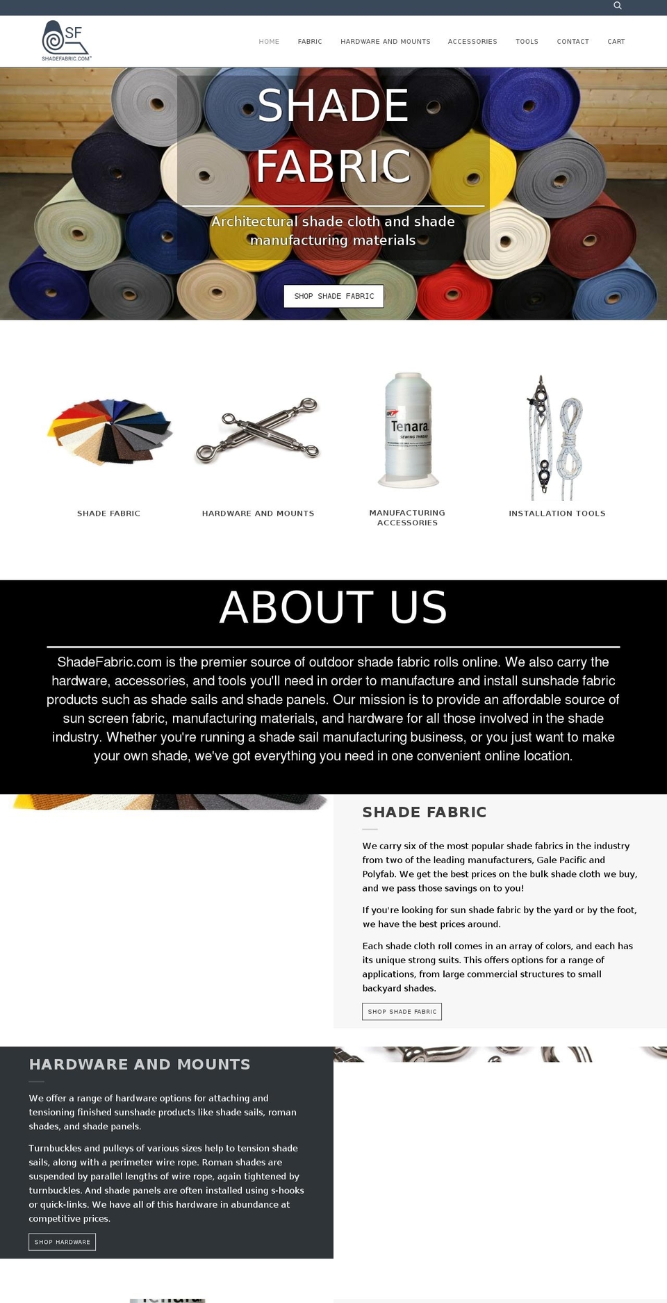 shadefabric.com — Shopify storefront screenshot