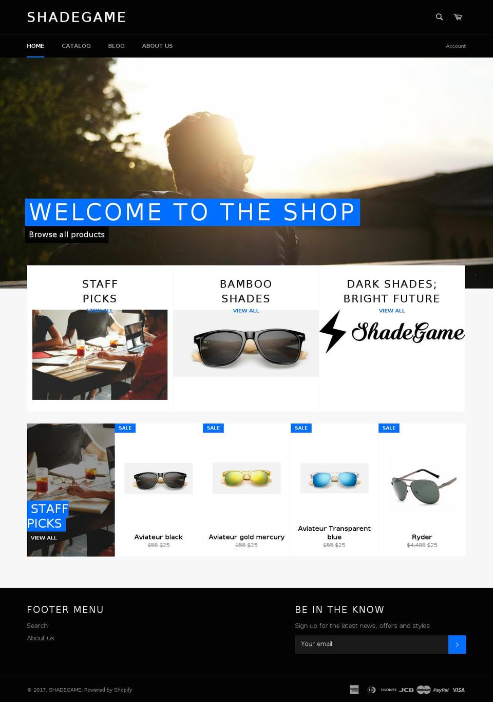 shadegame.com shopify website screenshot