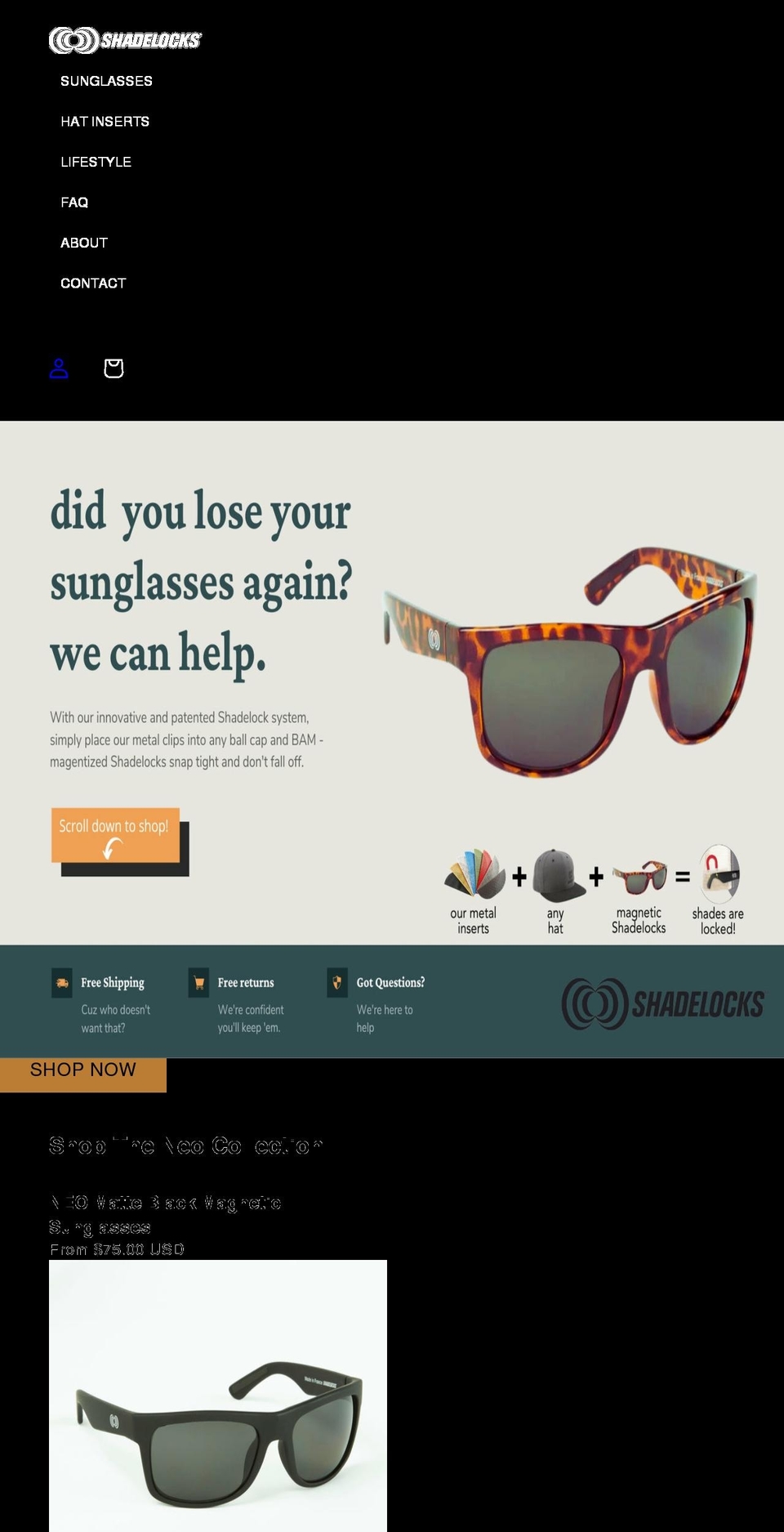 shadelocks.com shopify website screenshot