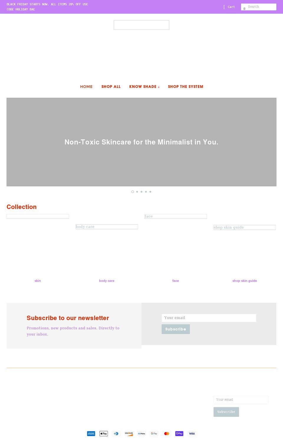 shadenontoxic.com shopify website screenshot