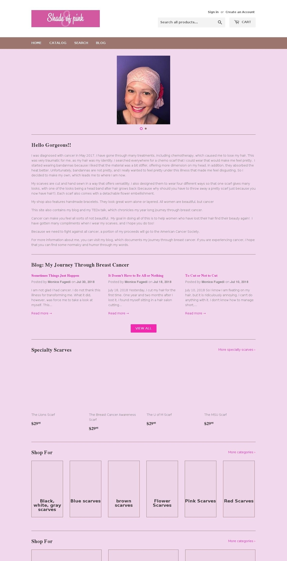 shadeofpink.com — Shopify storefront screenshot
