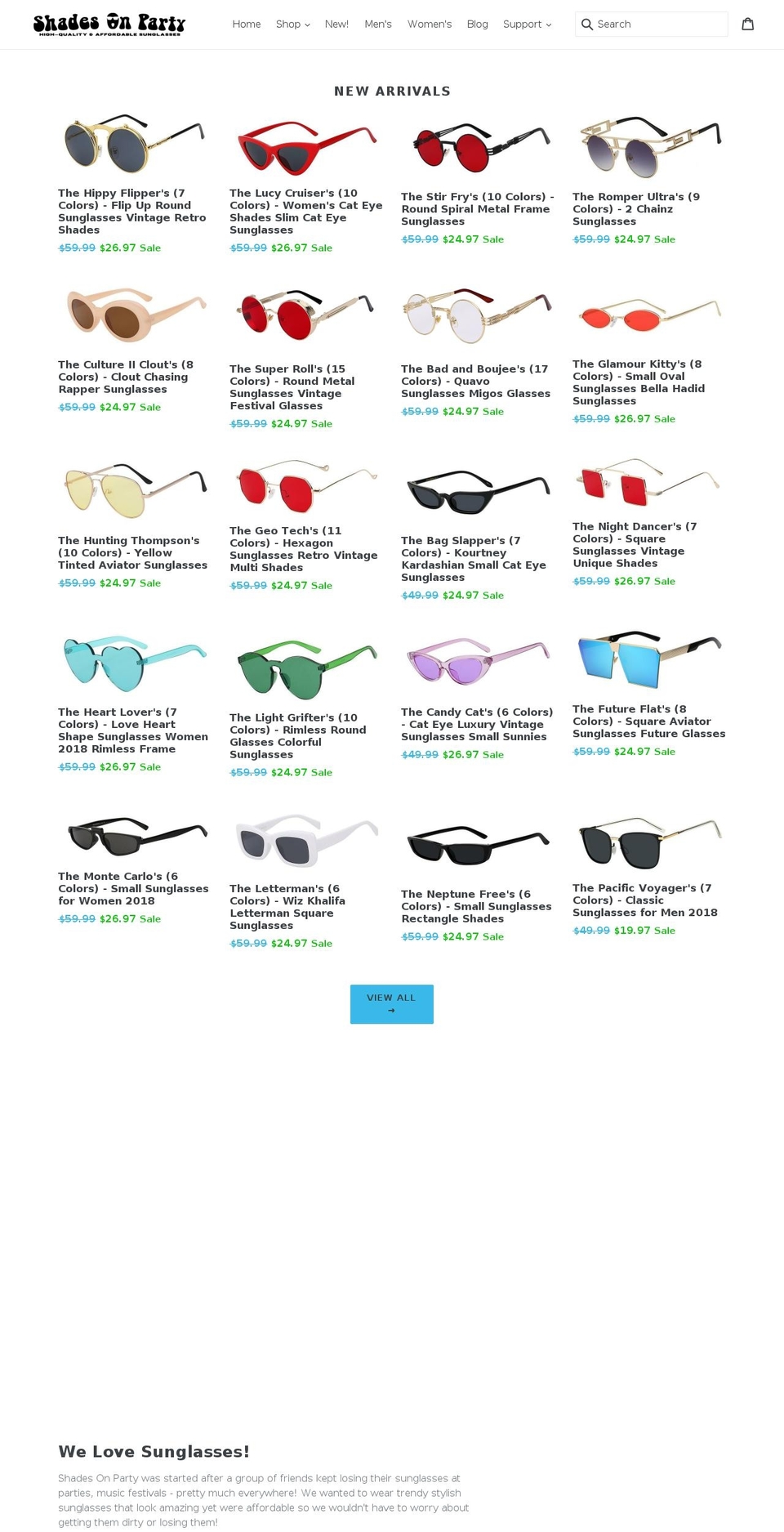 shades-on-party.myshopify.com shopify website screenshot