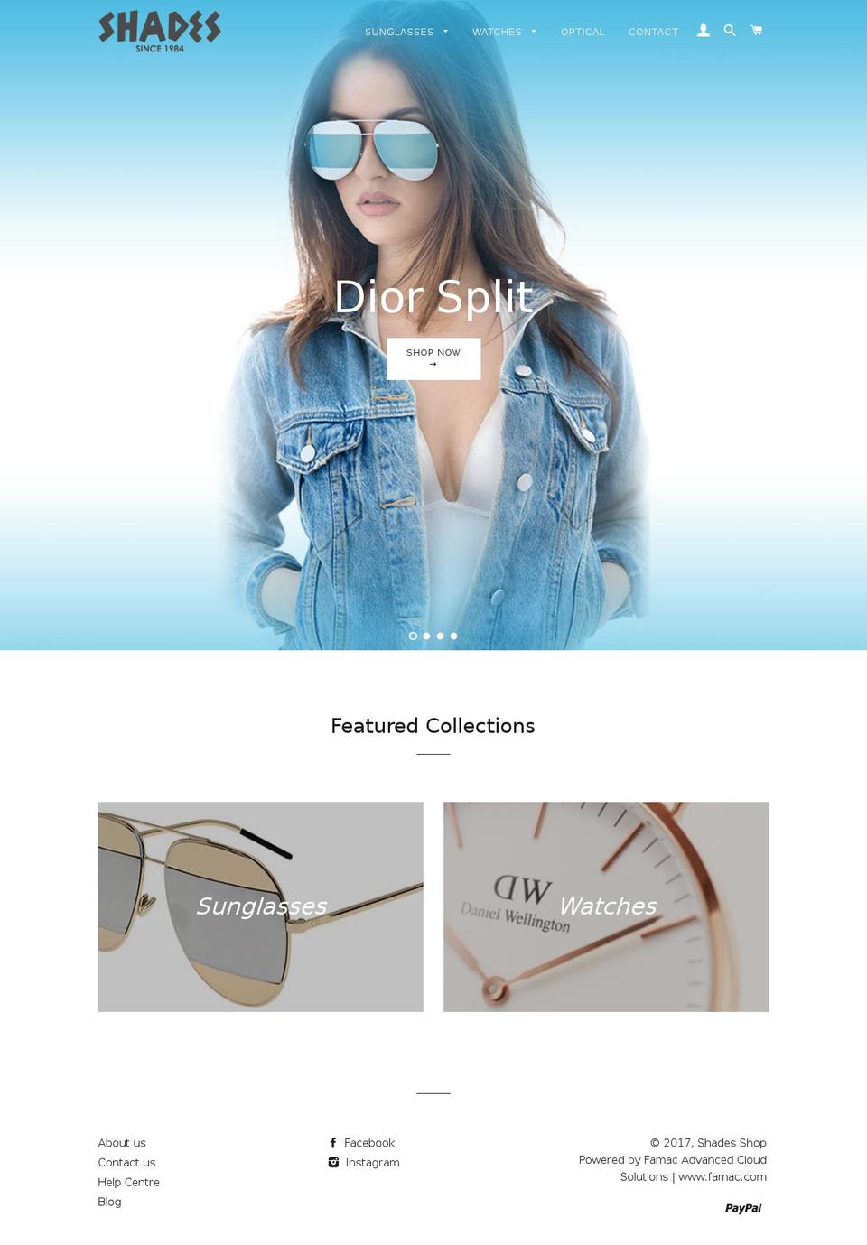 shades.net.au shopify website screenshot