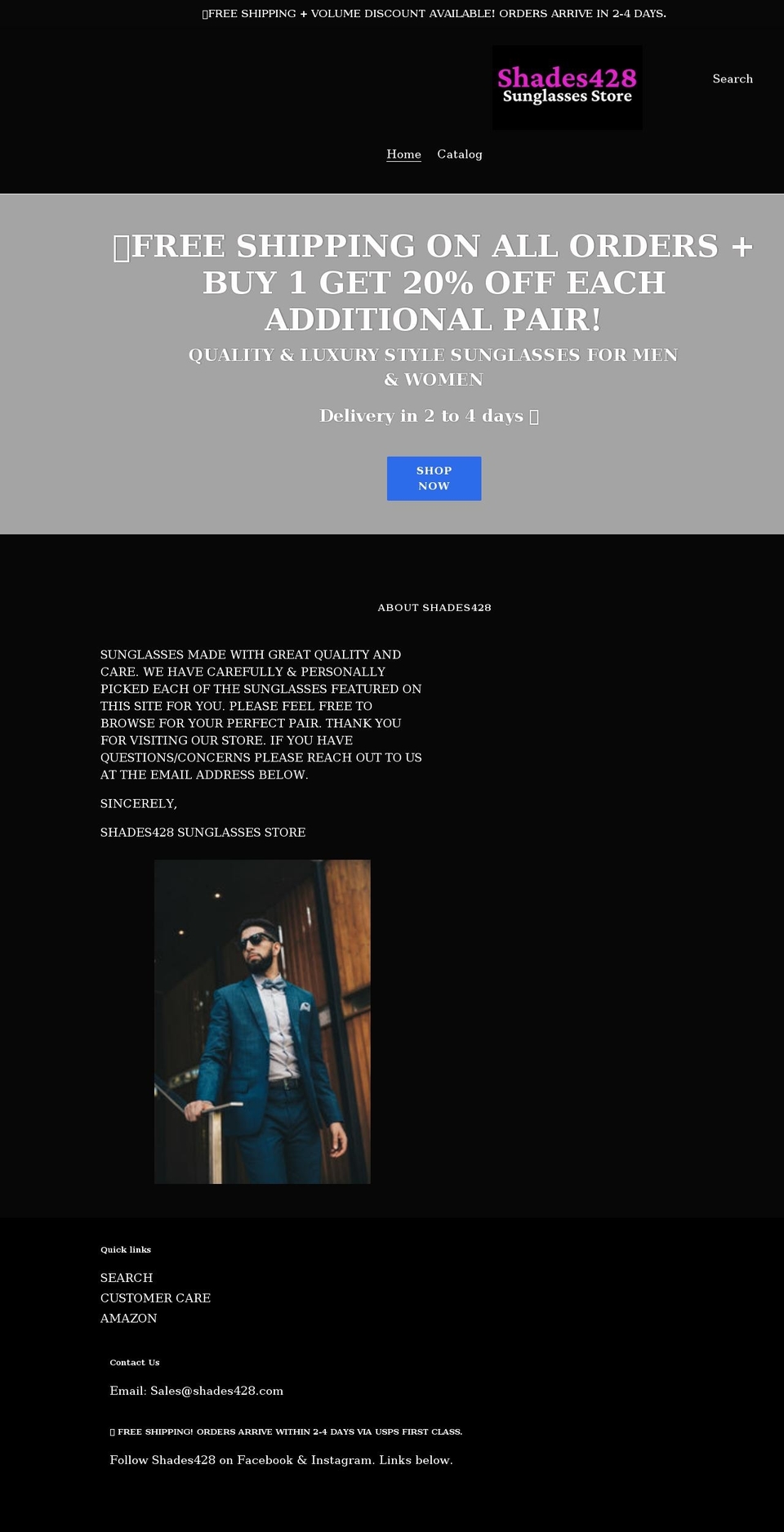 shades428.com shopify website screenshot