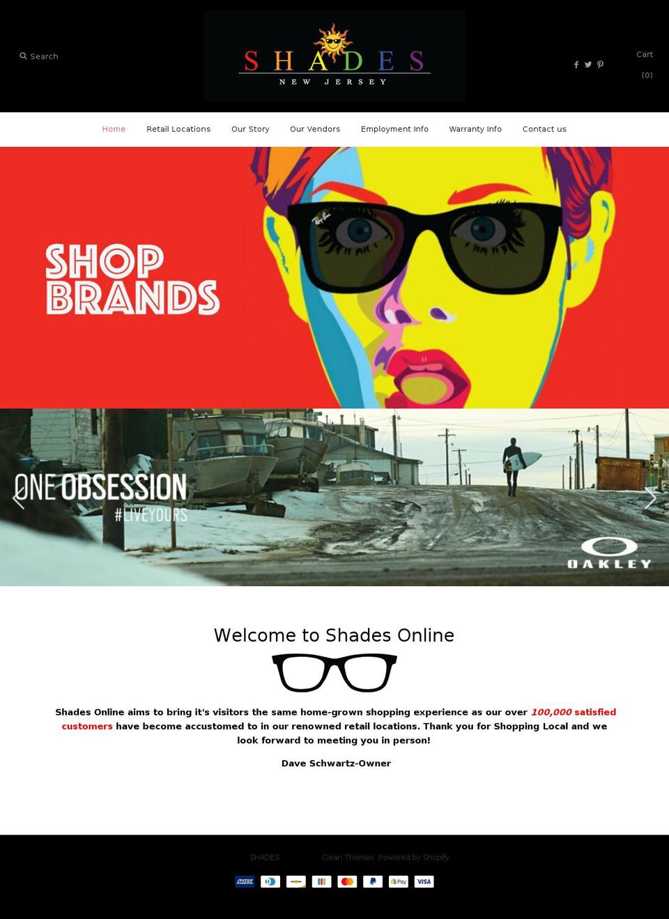 shadesavalon.com — Shopify storefront screenshot