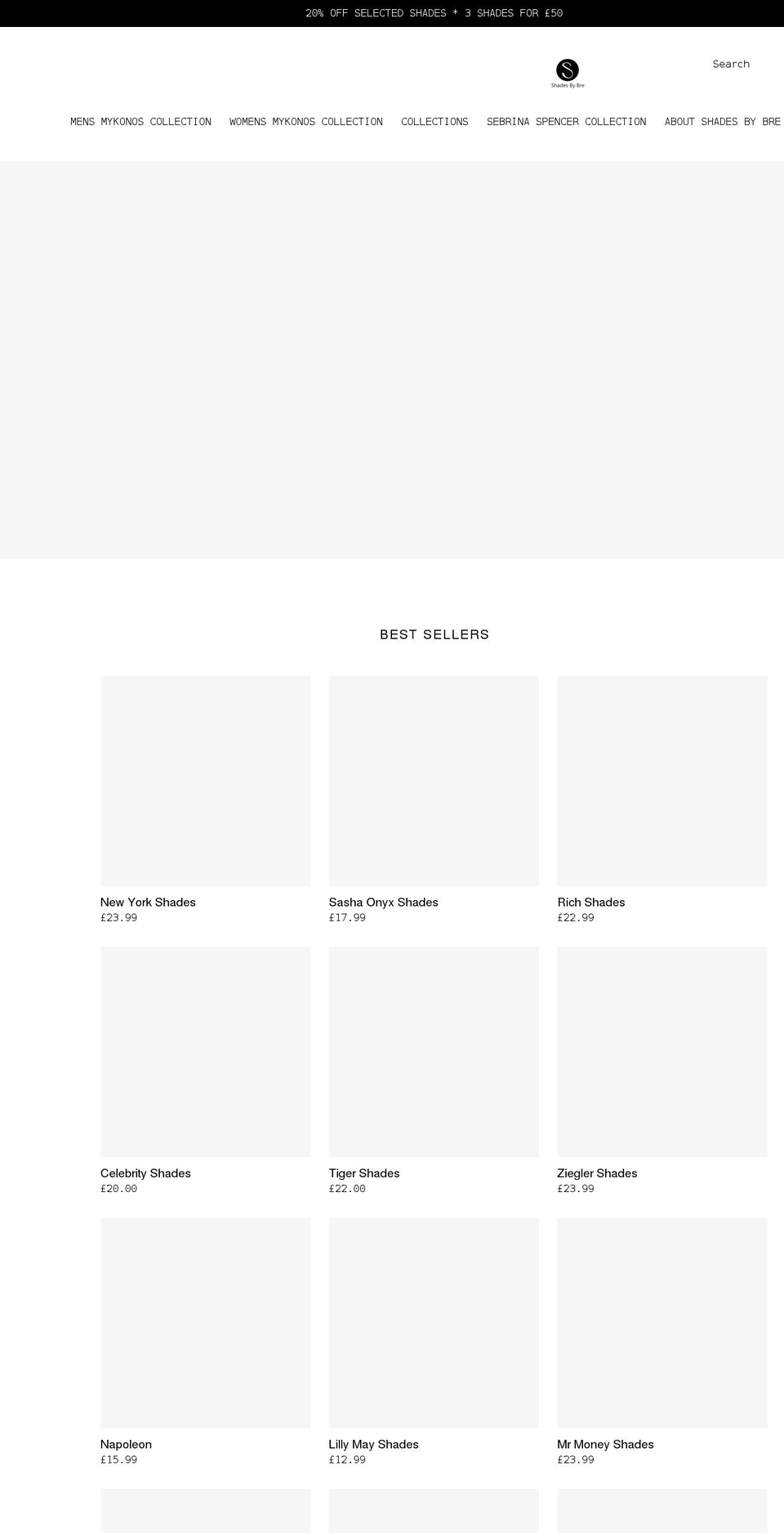 shadesbybre.com shopify website screenshot