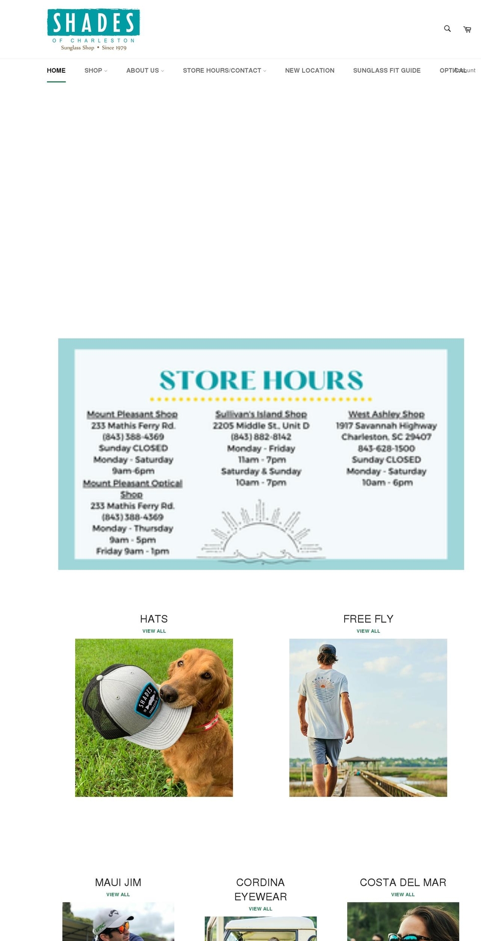 shadesofcharleston.com shopify website screenshot